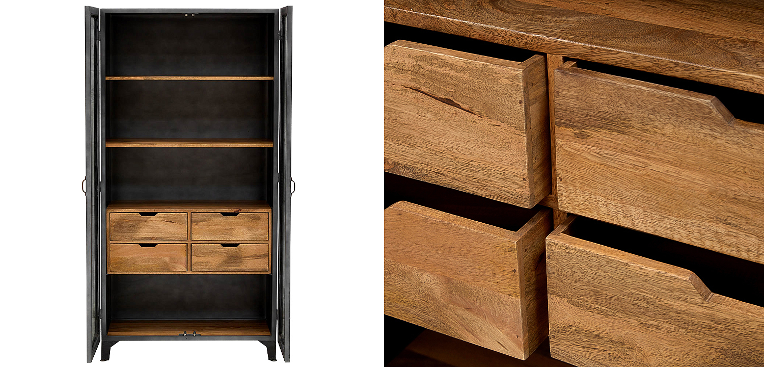 derevo i metall organichnoe sochetanie v shkafah v stile loft
